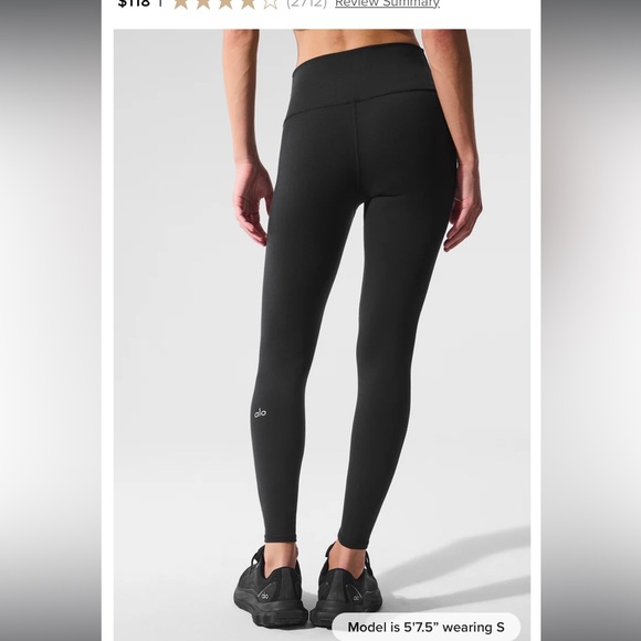 ALO YOGA 7/8 High-Waist Airbrush Legging Black Small - Picture 2 of 9